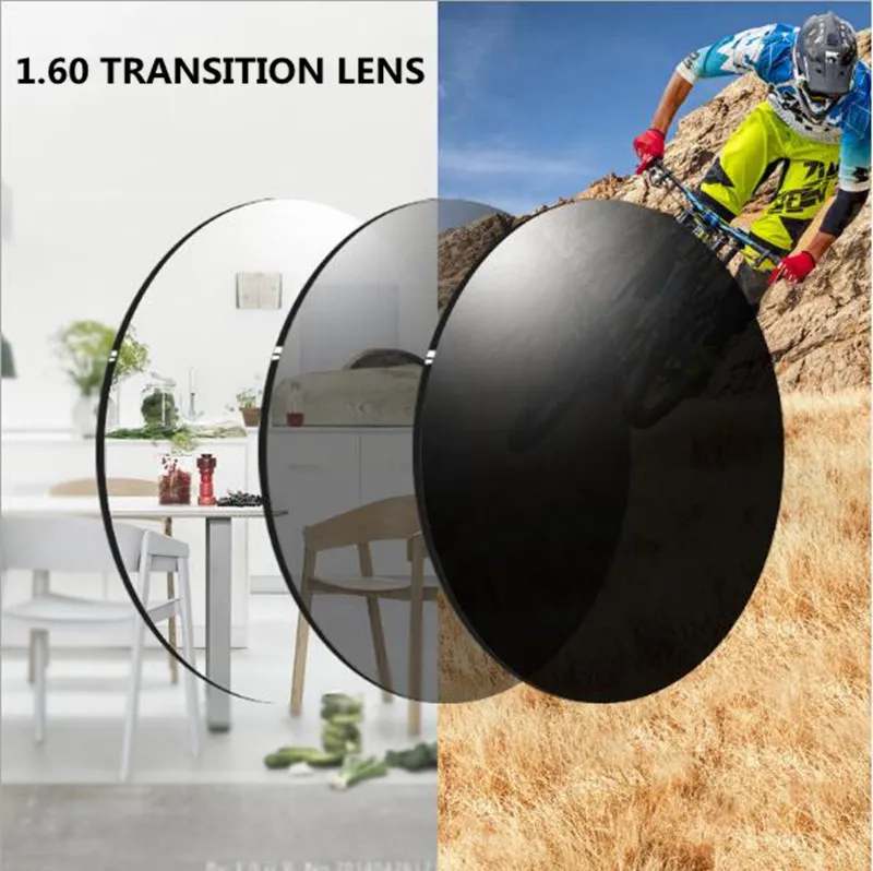 HQ Accustomized Transition Photochromy Resin Lens UV400 Gray Brown color for Prescription Sunglasses lightweight thin 1.6index for rimless Free amounting