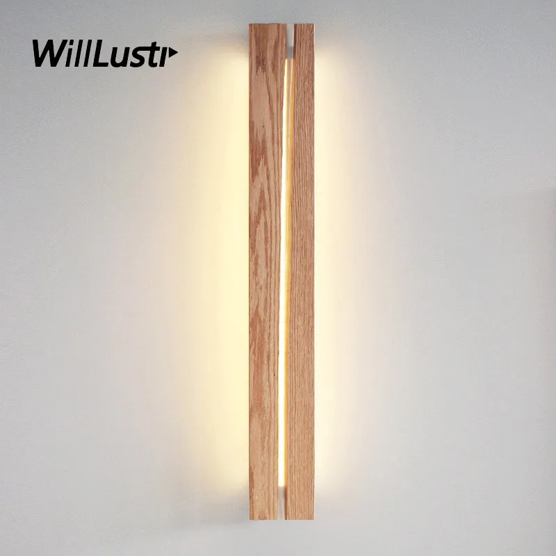 Modern Cracked Wood Wall Lamp Walnut Oak Elmwood Led Sconce Hotel Cafe Office Living Room Aisle Lobby Bedside Minimalistisk ljus