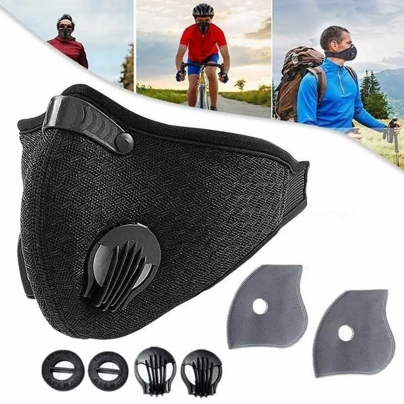 Sport gezichtsmasker met filter geactiveerde koolstof pm 2.5 anti-vervuiling ademhalingsklep running training fiets fietsen beschermende maskers FY9075