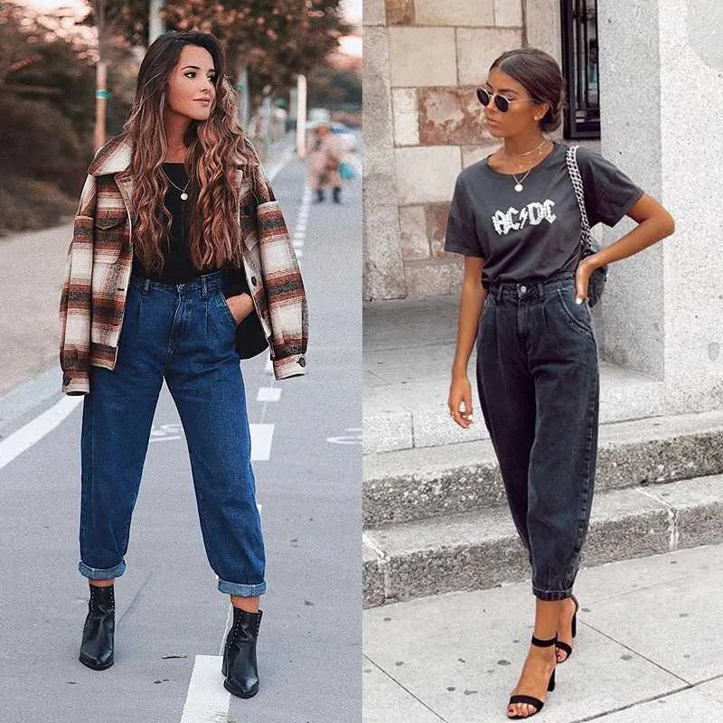 Denim Outfit Casual Mama New Women Streetwear Pleated Mom Jeans