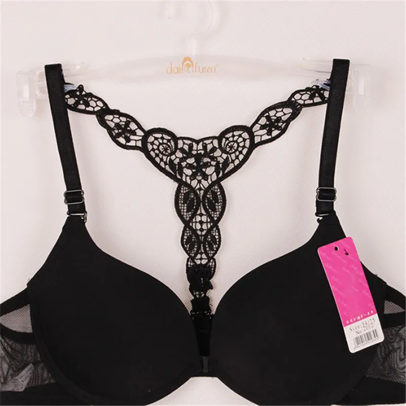 Lady Womens Sexy Front Closure Lace Racer Back Push Up Seamless Bra Racerback Bra238Y