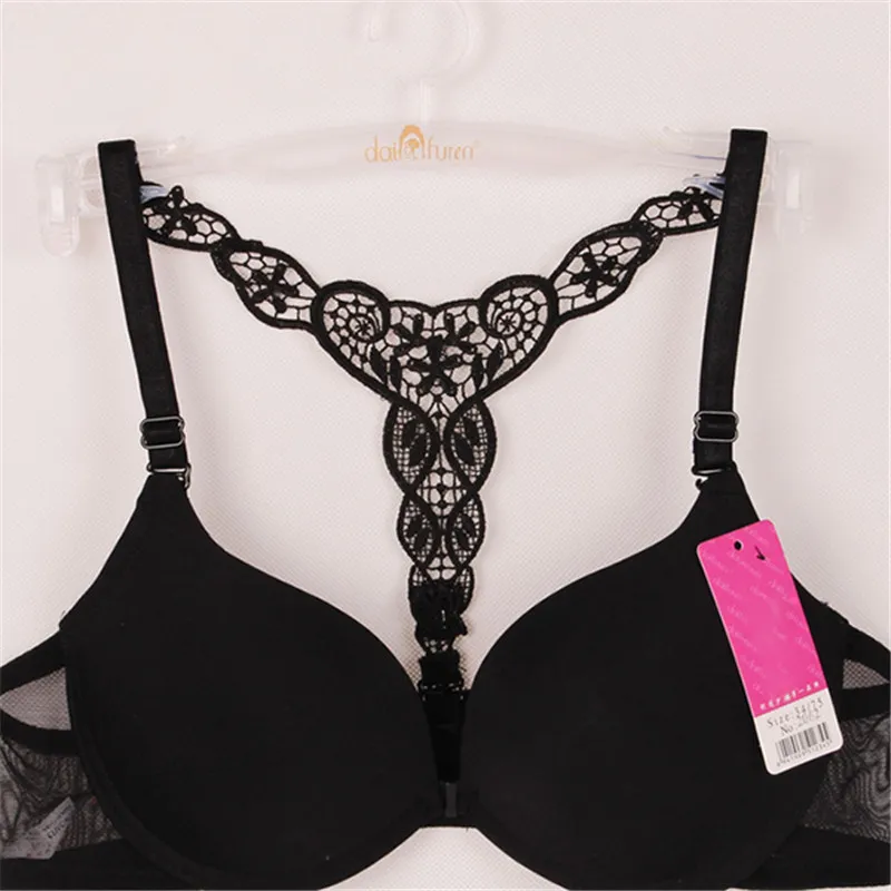 Reggiseno da donna sexy con chiusura frontale in pizzo, reggiseno push-up senza cuciture, reggiseno a spalle scoperte291u