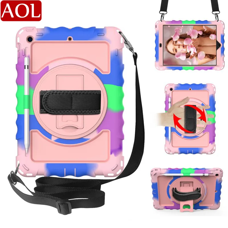 Coque hybride colorée, résistante aux chocs, rotative à 360 degrés, pour iPad air2 Pro 9.7 10.2 11 air4 10.9, Galaxy Tab A T290 8.4 T307 10.1 T510 A7 T500