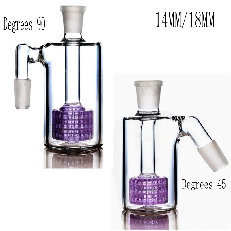 90 graders Matrix Perkolator vattenpipor Glas Ash Catcher 14 mm 18 mm 4,8 tum Tjock Pyrex Clear Bubbler