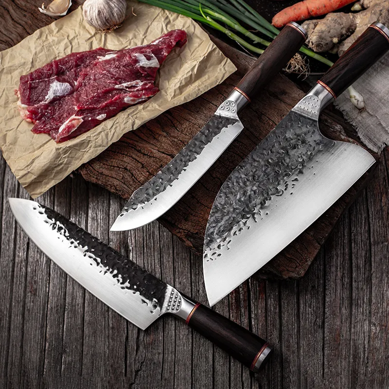 High Carbon Steel Chef Knife Clad Forged Steel Boning Slicing Butcher Kitchen Knives Meat Cleaver Kitchen Slaughtering Knife Wholesale