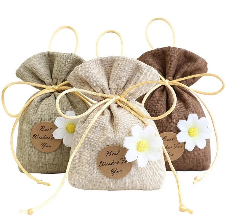 Sachet Bag Drawstring Tomt Candy Herbal Tea Paket Små presentväska Lavendel Aromaterapi Blomma Söt Sovrum Deodorant Gratis Ship