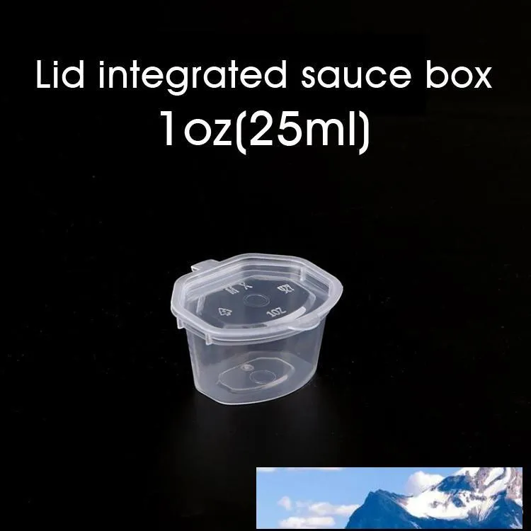 25ml/1oz Seasoning cups Disposable plastic Sauce Chutney box with lid Clear Take-out box Food Takeaway Salad mini Storage box 100pcs