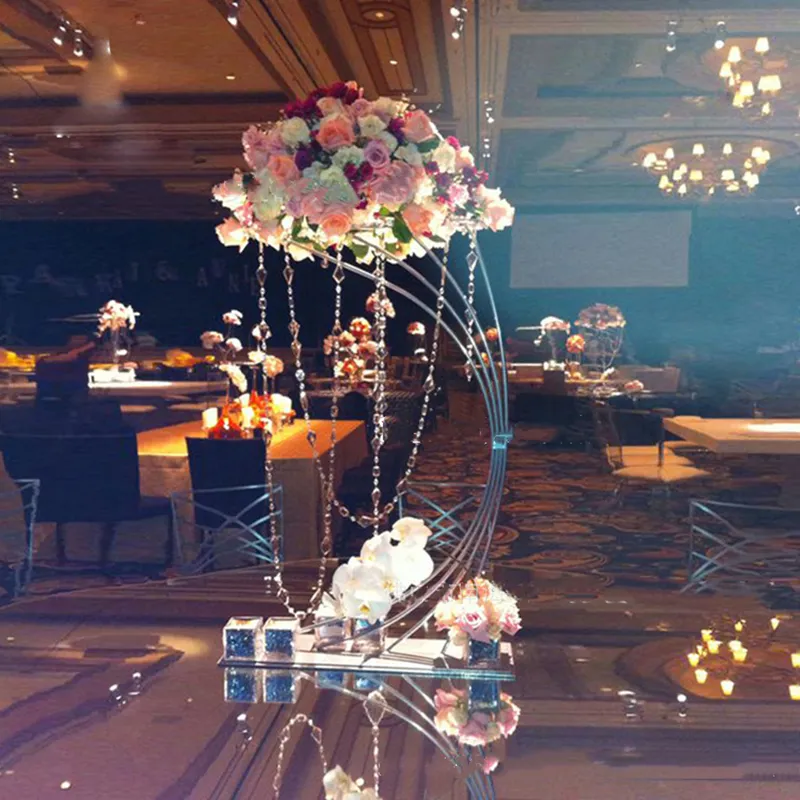 Guldblommestativ 82 cm/ 32.3 "Tall Metal Road Lead Wedding Centerpiece Flowers Rack för Event Party Home Decoration