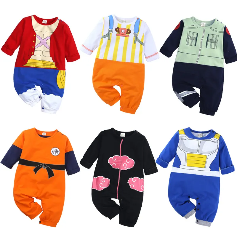 Kids Clothes Boys Anime Cartoon Print Long Sleeve Rompers Newborn Infant Jumpsuits 2020 Fashion Toddler Baby Climbing Clothing M2370