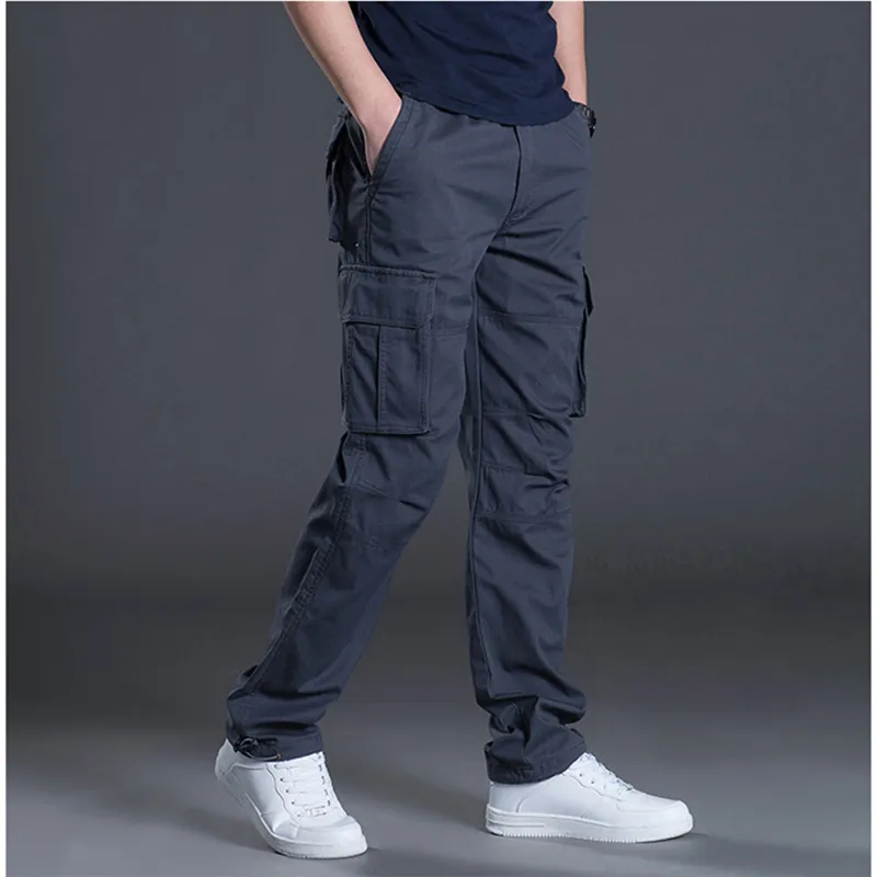 Pantaloni firmati Pantaloni larghi da uomo in cotone regolare Multi tasche Pantaloni cargo primavera autunno Pantaloni versatili casual 3EOAE