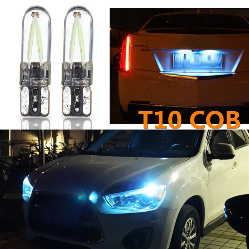 Cool Car Ice Blue T10 COB W5W voiture Intérieur LED Wedge 192 168 2825 194 259 W5W ampoule porte latérale instrument plaque d'immatriculation Lumière de verre Shell 12V