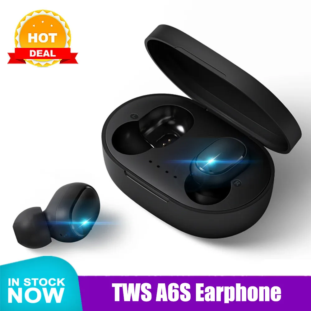TWS A6S Macarons Colorful Wireless Bluetooth 5.0 EARPHONES STEREO EARPUDS HEADSET MED LADDING BOX Sport Handsfree Headset för mobiltelefon