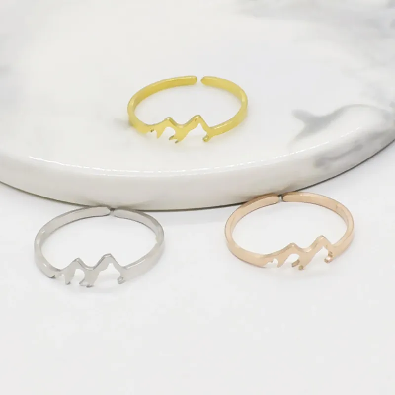 Moda minúsculo anel de montanha anéis de manguito aberto para mulheres meninas presentes de aniversário ajustável jóias de escalada de rocha
