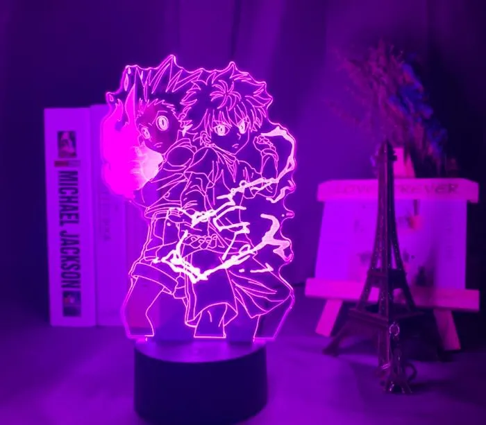 3D лампа аниме Gon и Killua Figure Nightlight для детской спальни декор Light Fan Fan