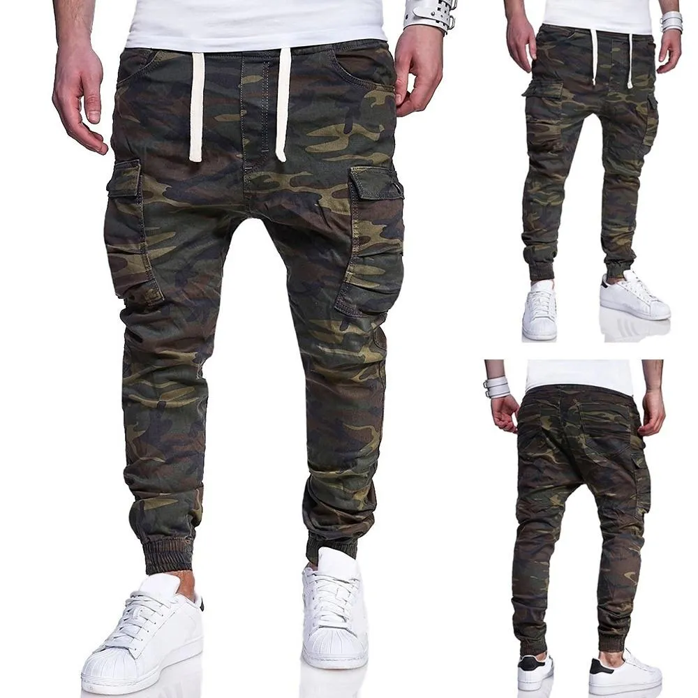 Januarysnow New Fashion Men's Camo Trousers Casual Ankle Pants