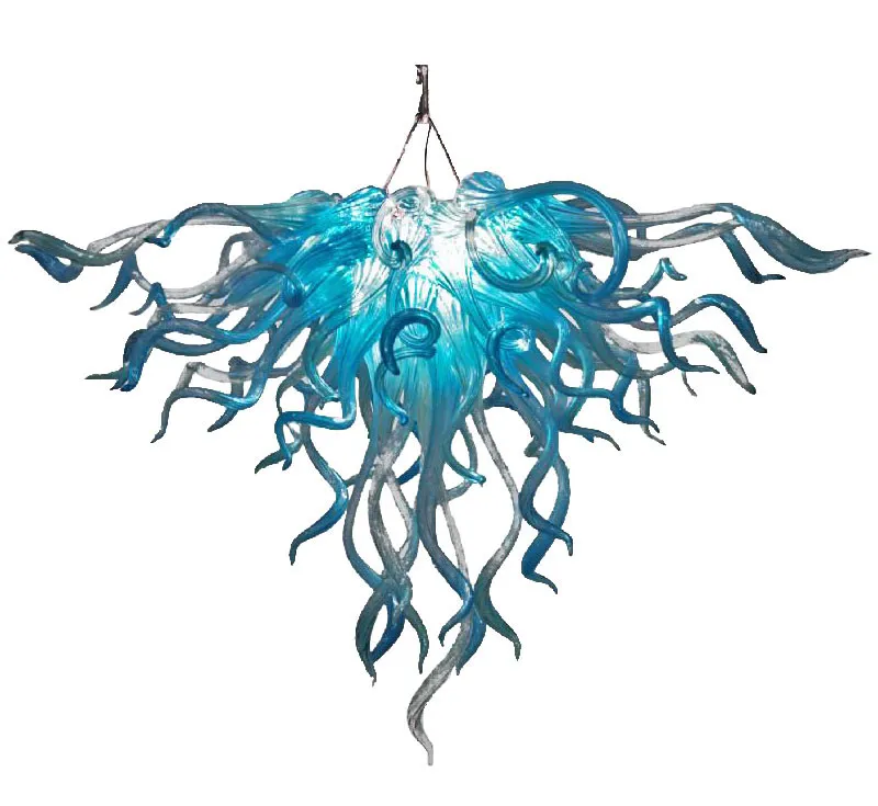 Lamps Turquoise Flower hand made Blown chandelier lighting LED bulbs light 24 Inches glass Pipe DIY Chandeliers