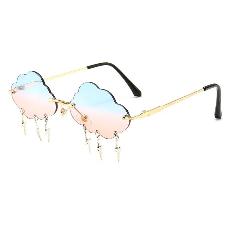Vintage sem aro dos óculos de sol Mulheres 2020 Clouds Steampunk Sun Glasses Homens Frameless Glasses Shades UV400 For Women Oculos
