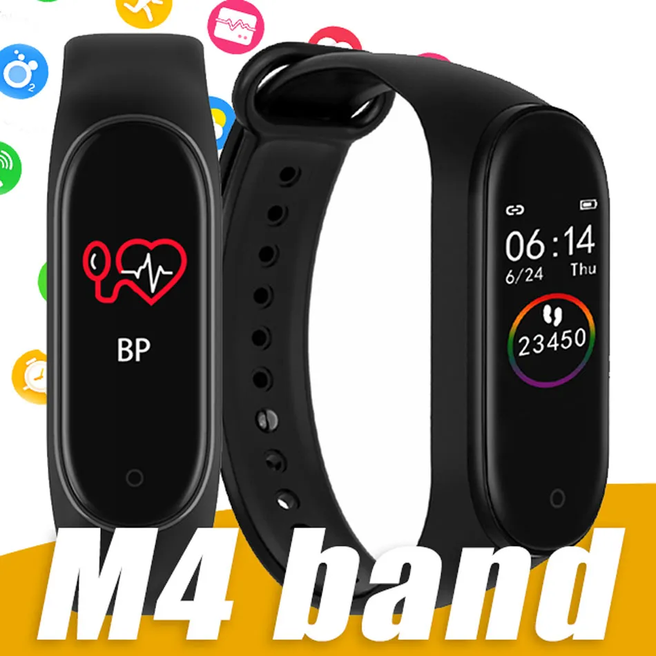 Nuovo M4 Smart Bracciale Fitness Tracker Cardiofrequenzimetro IP67 Orologio intelligente impermeabile per telefono Android universale con scatola al minuto