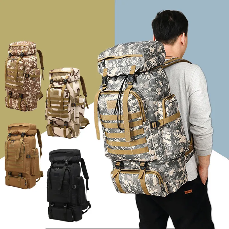 80L waterdichte militaire tactische rugzak tas camping klimmen wandelen reizen bergbeklimmen rugzak buiten sport molle 3p packs leger stijl
