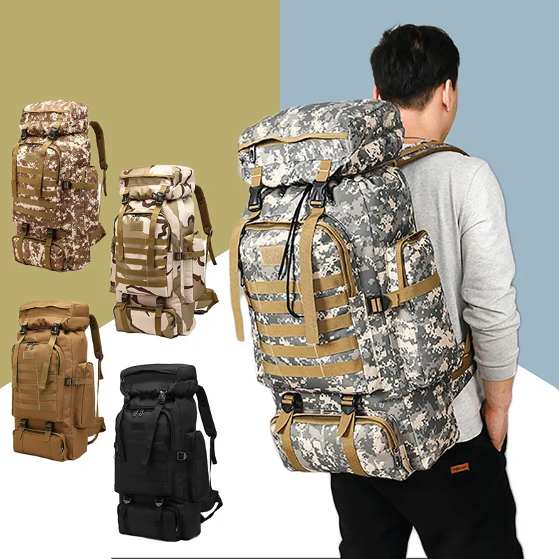 80L sac à dos tactique militaire étanche Camping escalade randonnée voyage alpinisme sac à dos Sport de plein air Molle 3P Packs Style armée