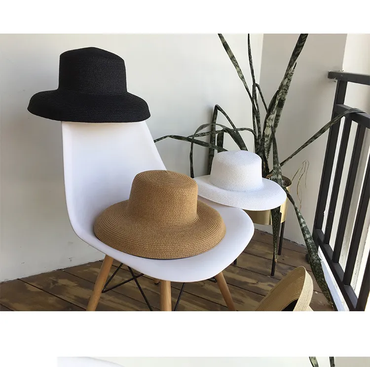 Audrey Hepburn Stil Vintage Strohhut Mit Breiter Krempe Für Damen_voghion.com