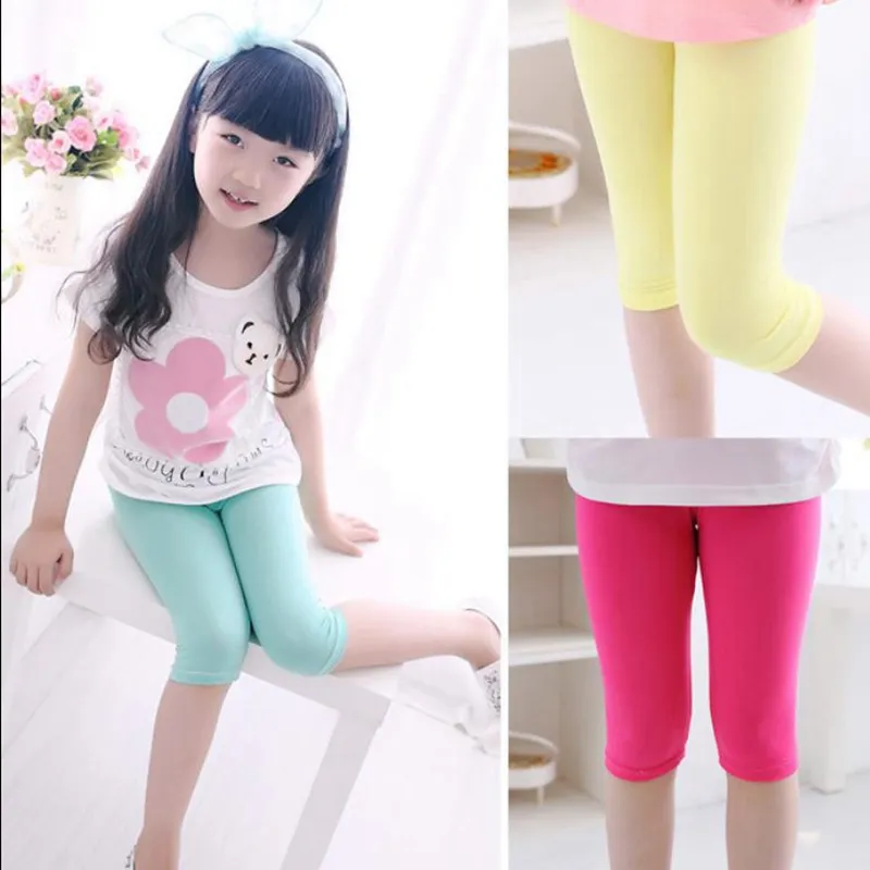 Niños Niñas Bottoms Leggings Modal Algodón Hasta la rodilla Pantalones  Color caramelo Niños Medias Verano Niñas Ropa 7 colores DW5534