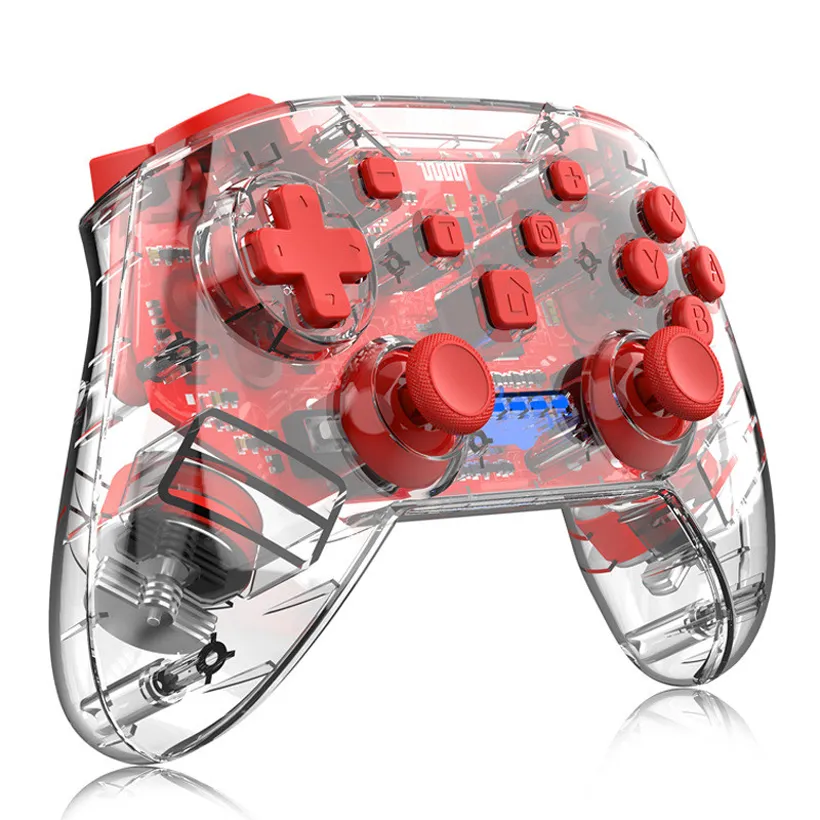 Transparent Bluetooth Wireless Remote Controller med Vibrate Function Pro Gamepad Joypad Joystick för Nintendo Switch Console254o