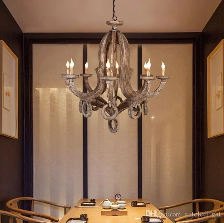Lustre en bois Vintage éclairage pour salon chambre cuisine lustre lustres plafond rétro décor à la maison luminaires