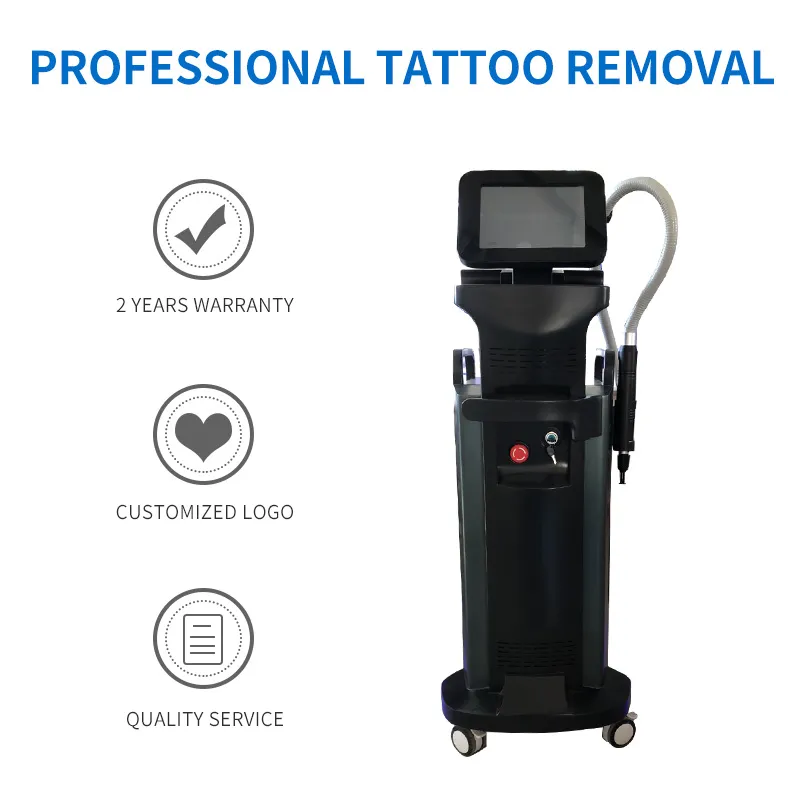 Icke-invasiv ND YAG 755/1064/532/1320 Laserpigment tatueringsmaskin f￶r salong och spa