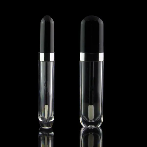 100pcs vazio 8ml batom Tubo Lip Gloss Container tubo da escova Cap plástico preto pequeno Lip Balm tubo recarregáveis ​​Pot