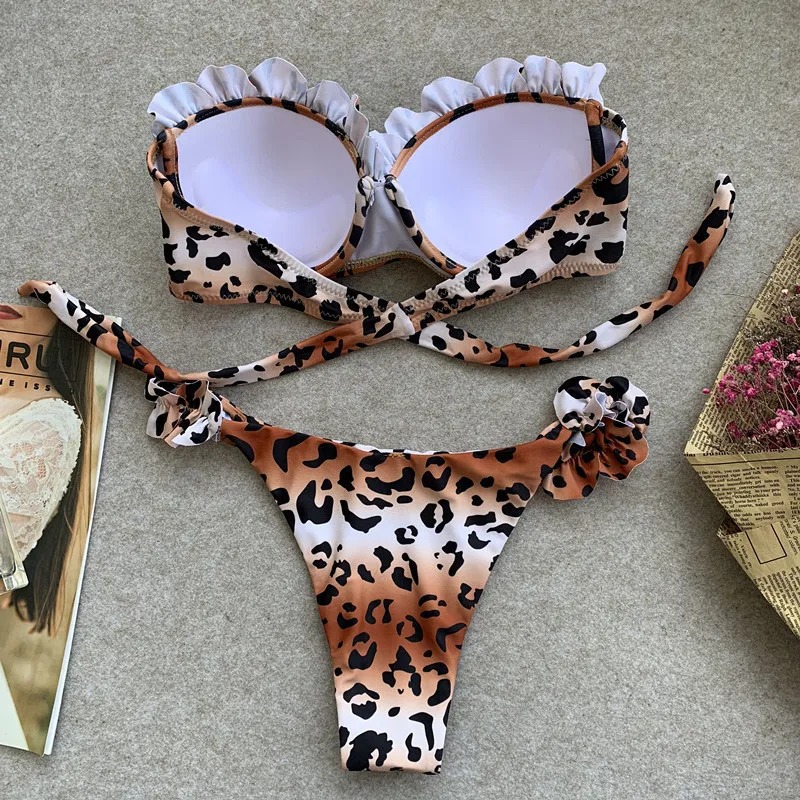 Animal Print Leopard Bikini Push Up Swimsuit Sexy Women Bikini Set 2020  Brazilian Thong Bathing Suit Bandeau Beach Wear Swimwear T200713 From  Linmei0004, $11.83
