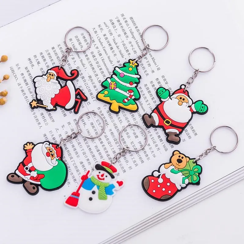 Version av tecknet Söt Santa Claus Keychain Män och Kvinnor Julklapp Pendant Par Key Ring Ornaments DHL Gratis