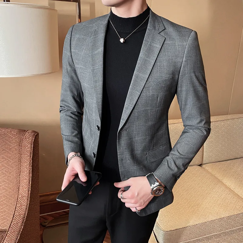 2020 Marca Blazer Jacket Men Slim Suit Jacket Coreano Do Partido