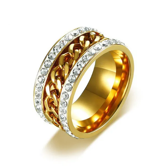 Gold Rotating Rings Spin Rings Jewelry: Gold Color Rotating Chain Rings For Men And Women ...
