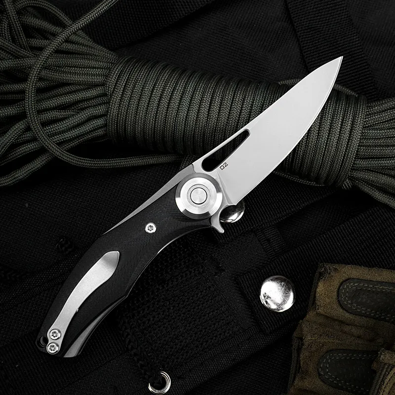 Mini Pocket D2 knife OEM G10 handle outdoor camping survival folding knife for daily fishing hikinig rescue