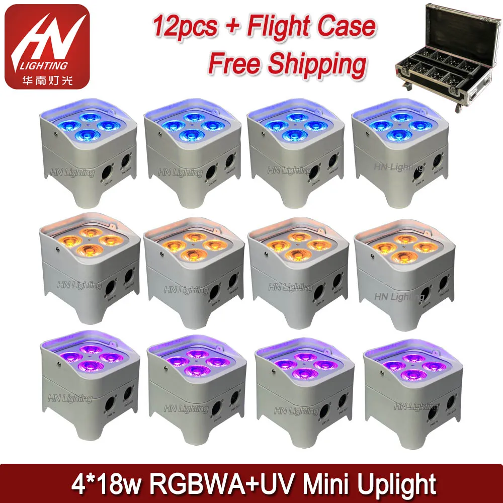 12pcs 배터리 Led 파 수 4x18w RGBWA UV 6in1 DMX 무선 Akku uplighting dj 디스코 무대 pro 빛 사건과 결혼식을위한