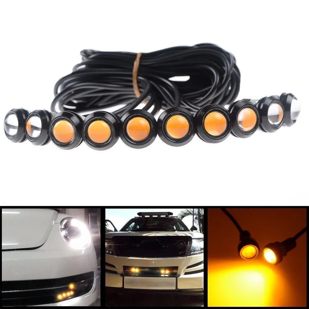 Lot 6 Feux Eagle Eye LED Rouge 23 Mm 9W – DRL, Feu Brouillard, Clignotant, Recul Moto & Voiture 12V