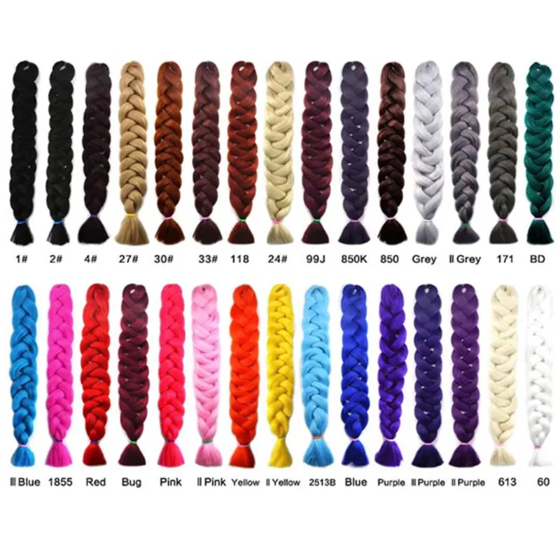 Syntetiska flätande hårförlängningar 82inch utfälld 165g / st Long Jumbo Braids Crochet Hair Extensions Fler färger