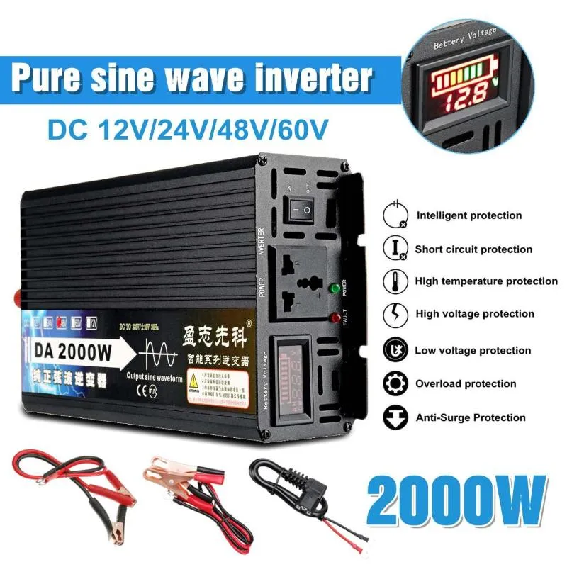 Car Jump Starter&Power Inverter 2000W Peaks Pure Sine Wave DC12V/24V