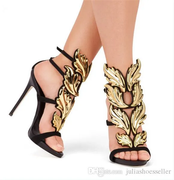 Cruel Summer New Fashion Leaves Winged Shoes Woman Sexy Open Toe