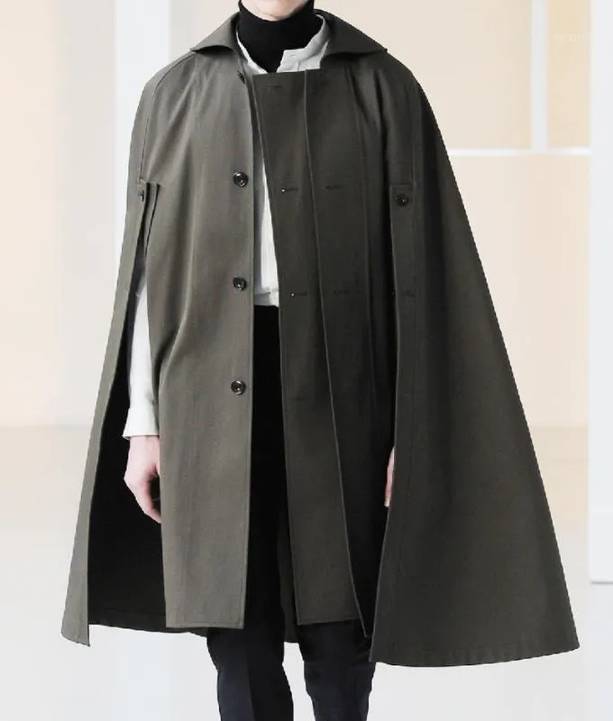 Herr Ylle kashmir Cape Thicken Sjal Kappa Lapel Lång Kappa Gothic Lång Ytterkläder Hög kvalitet Army Black Grå1