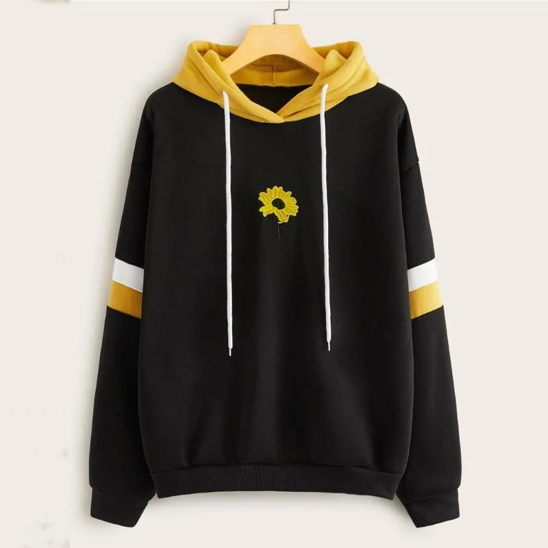 Gym Kleding Vrouwen Outdoor Sports Top Dames Hoodie Sweatshirt Lange mouw Pullover Sunflower Borduurhood Hoodietunic Blouse #Z