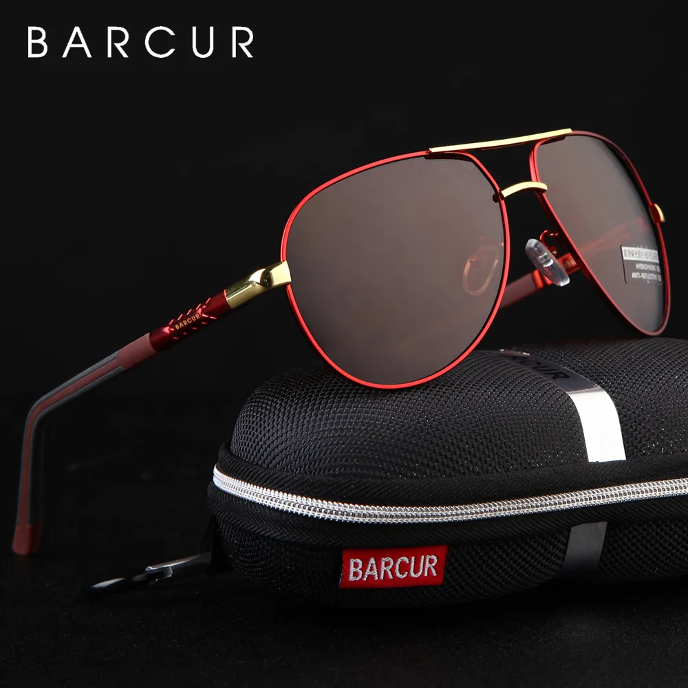 BARCUR Original hommes lunettes de soleil polarisées pilote lunettes Polaroid lunettes de soleil homme pilote lunettes