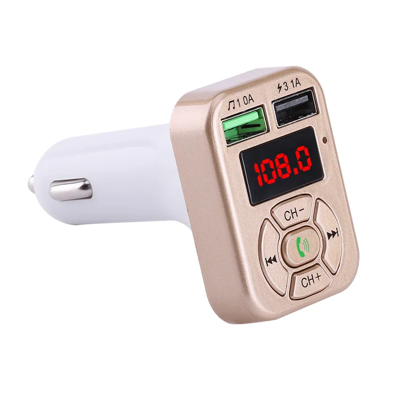 Автомобильный Bluetooth 5 0 FM-передатчик Dual USB Быстрое зарядное устройство 3 1A Aux Автомобильный комплект Ручной аудиоприемник Авто MP3-плеер FM-модулятор1253H