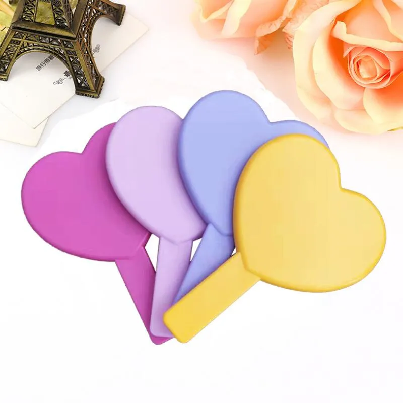 Outil cosmétique mignon en forme de coeur miroir de poche voyage cosmétique miroir à main miroirs de maquillage avec poignée LX2573