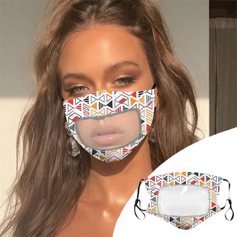 2020 Visible Mouth Face Mask Cover Anti Dust Réutilisable Washable with Clear Pvc Window Adultes sourds malentendants Élasticité boucle d'oreille
