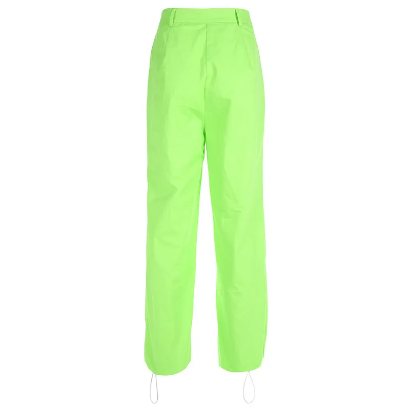Y2K Unisex Neon Bold Lime Green Shell Cargo Pants Waist Size 27 in XS -   Canada