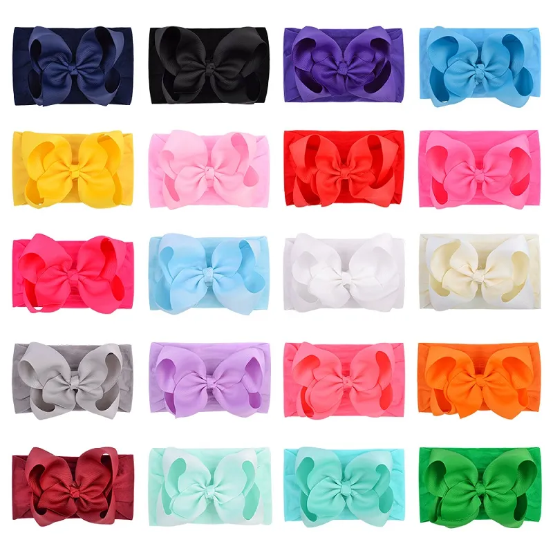 الطفل بنات القوس رباطات الاطفال النايلون مرنة BOWKNOT Hairbands زينة الشعر grosgrain الشريط الشعر الفرقة العمامة عقدة غطاء الرأس M2338