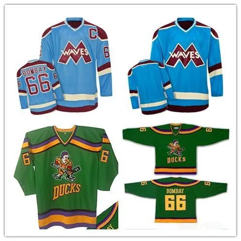 사용자 정의 XS-5XL 사용자 정의 Mighty Ducks 봄베이 파도 66 Gordon Bombay Hockey Jersey Stitch Sewn 모든 플레이어 또는 숫자 빠른 배송