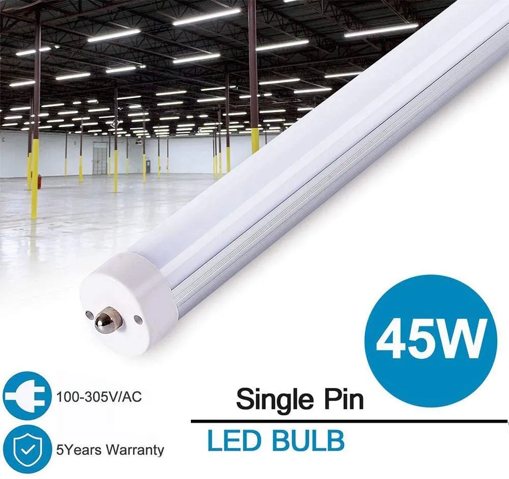 LED TUBE Lights 8FT 6500K 45 Вт Одиночный PIN-код FA8 Светодиодные трубки T8 8 FT Приспособление 8 Передние Светодиодные флуоресцентные лампы AC85-265V + США